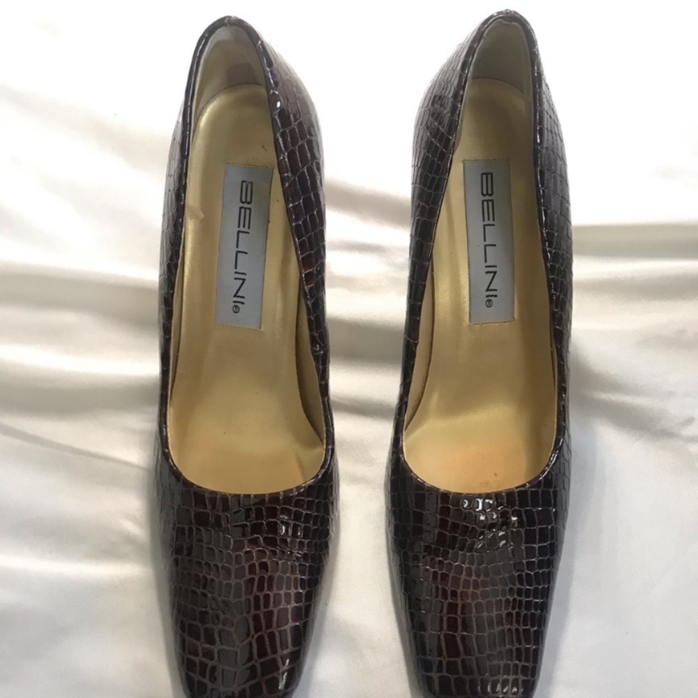 Bellini Dark Brown Snakeskin Pump